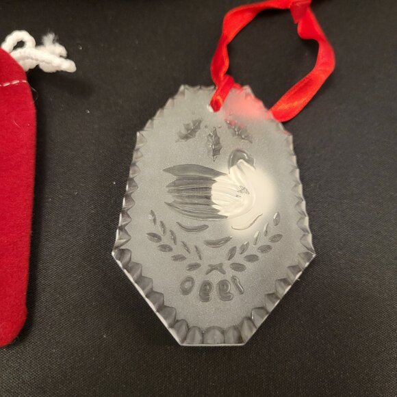 1990 Waterford Crystal 12 Days of Christmas Ornament 7 Swans a Swimming W/Case - Picture 3 of 4